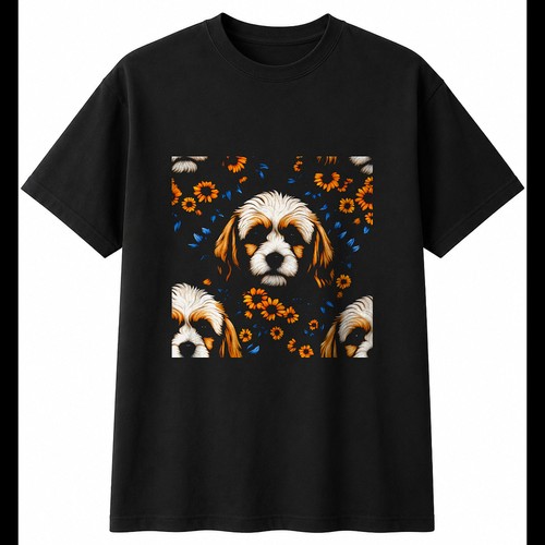 Airbrush cavachon with flowers - airbrush,