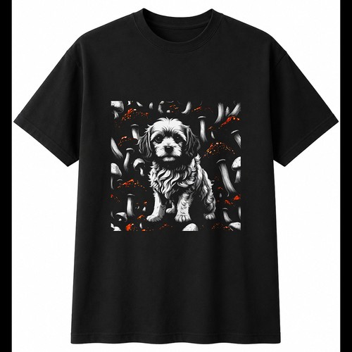 Cavachon with mushrooms dog - with,