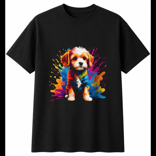 Psychedelic cavachon torn dog - psychedelic,